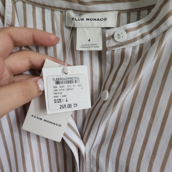 *SOLD* NWT Club Monaco jumpsuit long sleeved white striped sz 4 - Picture 4 of 5